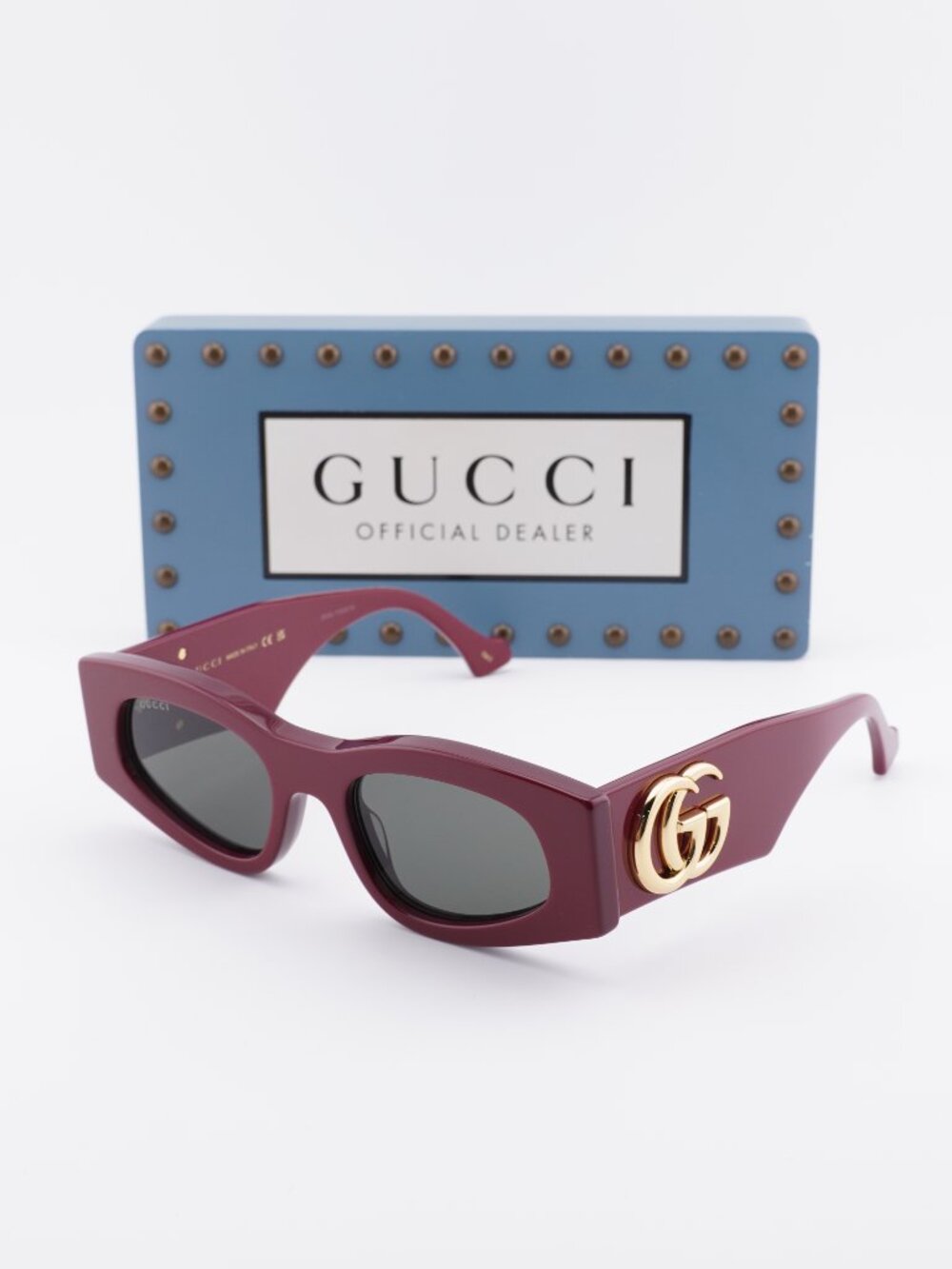 Gucci GG1754S 005 Women Square Sunglasses - Burgundy / Grey